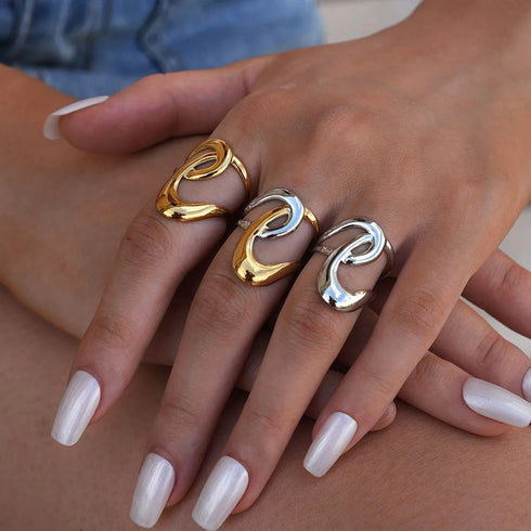 Uself Waterproof Geometric Open Ring