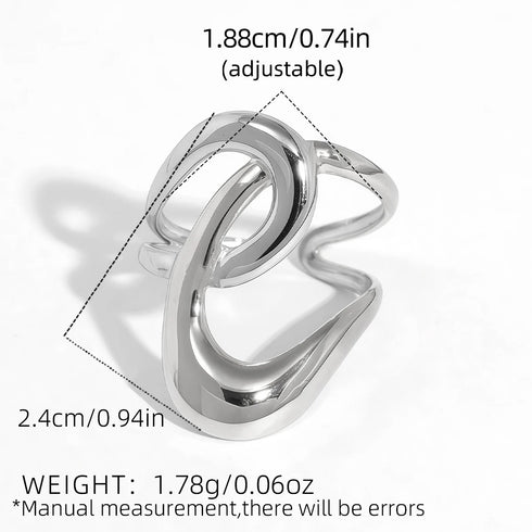Uself Waterproof Geometric Open Ring